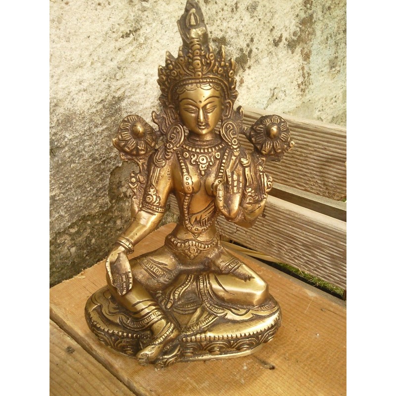 Statue de Bouddha  Tara Verte 20.5cm
