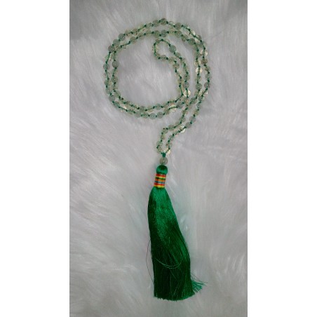 MALA TIBETAIN EN PREHNITE 6.5mm avec noeud