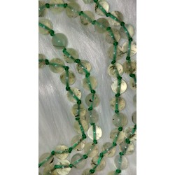 MALA TIBETAIN EN PREHNITE 6.5mm avec noeud