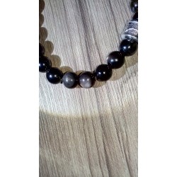 Bracelet protection 3 Obsidienne noire 8-8.5mm mixte