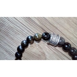 Bracelet protection 3 Obsidienne noire 8-8.5mm mixte