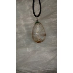 Pendentif goutte en Quartz rutile doré