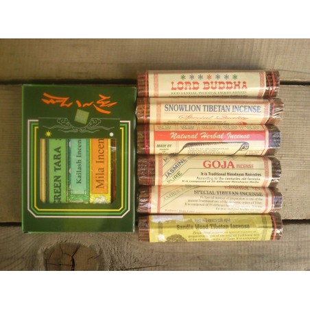 Lot de 11 encens Tibétains Green Tara, sandalwood, snowlion...