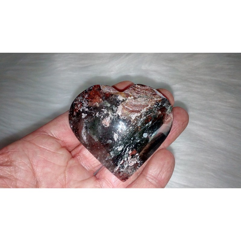 Coeur en Lodolite ou Quartz Chaman (Garden) 62mm 118grs