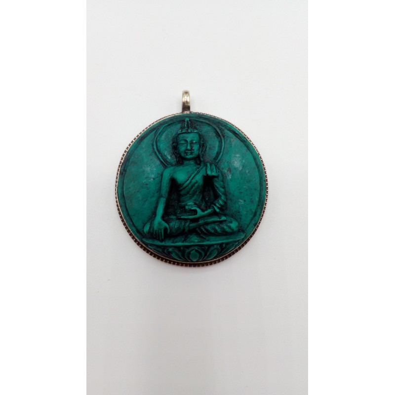 Pendentif Amulette Tibétain Bouddha Shakyamuni rond