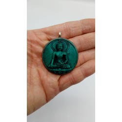 Pendentif Amulette Tibétain Bouddha Shakyamuni rond
