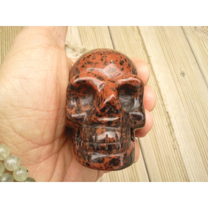 Crâne en Obsidienne Acajou 250grs 76mm