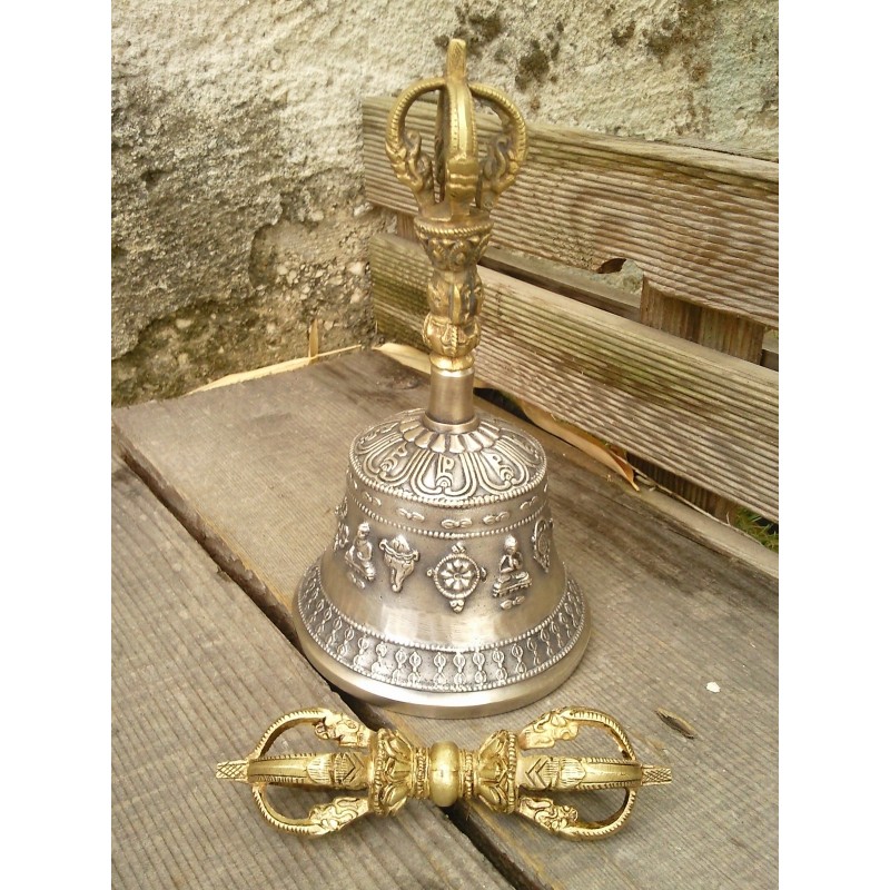 Cloche Tibétaine bronze avec dorje