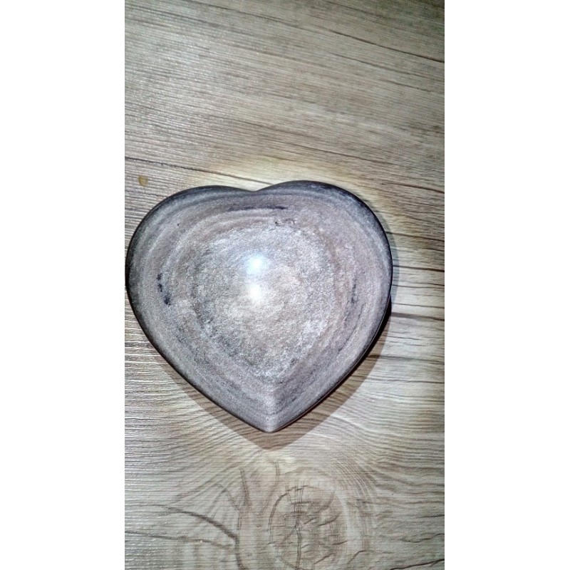 Coeur en Obsidienne argentée 375grs 91mm