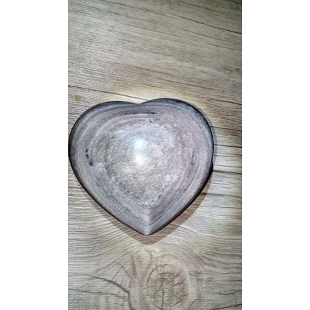 Coeur en Obsidienne argentée 375grs 91mm