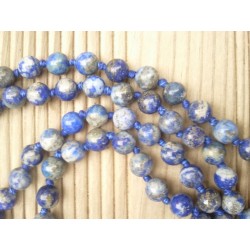 MALA TIBETAIN EN LAPIS LAZULI 6mm avec noeuds