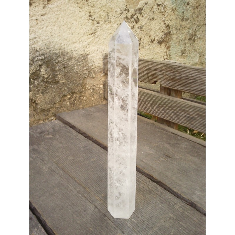 Pointe obelisque polie Cristal de Roche 360grs 22cm