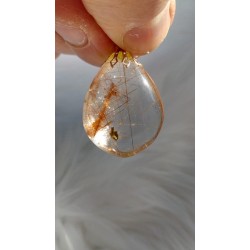 Pendentif goutte en Quartz rutile doré