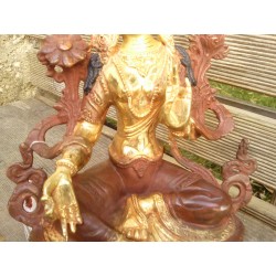 Statue de Bouddha  Tara Verte 21cm Or