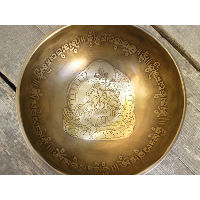 Bol chantant Tibétain 7 métaux 505grs Tara Verte