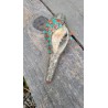 Conque ou Conche Tibétaine coquillage orné Turquoise
