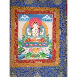 Thangka bouddha Chenrezig 82x50cm Tangka Tchenrezi