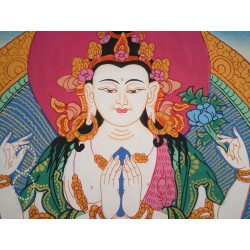 Thangka bouddha Chenrezig 82x50cm Tangka Tchenrezi