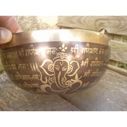 Bol Tibétain 7 métaux gravé 1075grs Ganesh