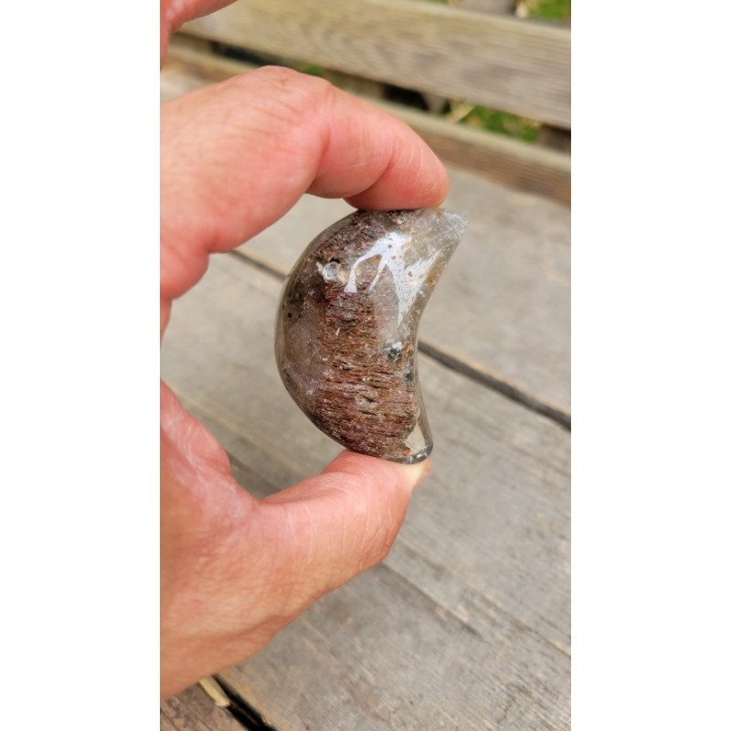 Lune en Lodolite ou Quartz Chaman (Garden) 57mm 73grs