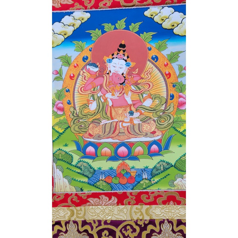 Thangka Bouddha Vajrasattva et Shakti Tangka 88x50cm