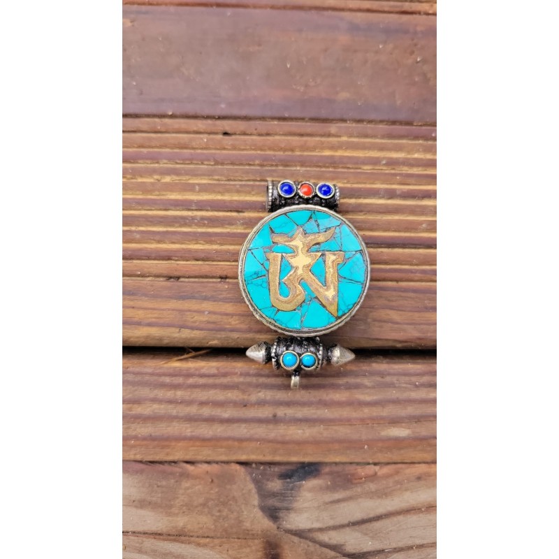 Pendentif Tibétain Gao Om turquoise