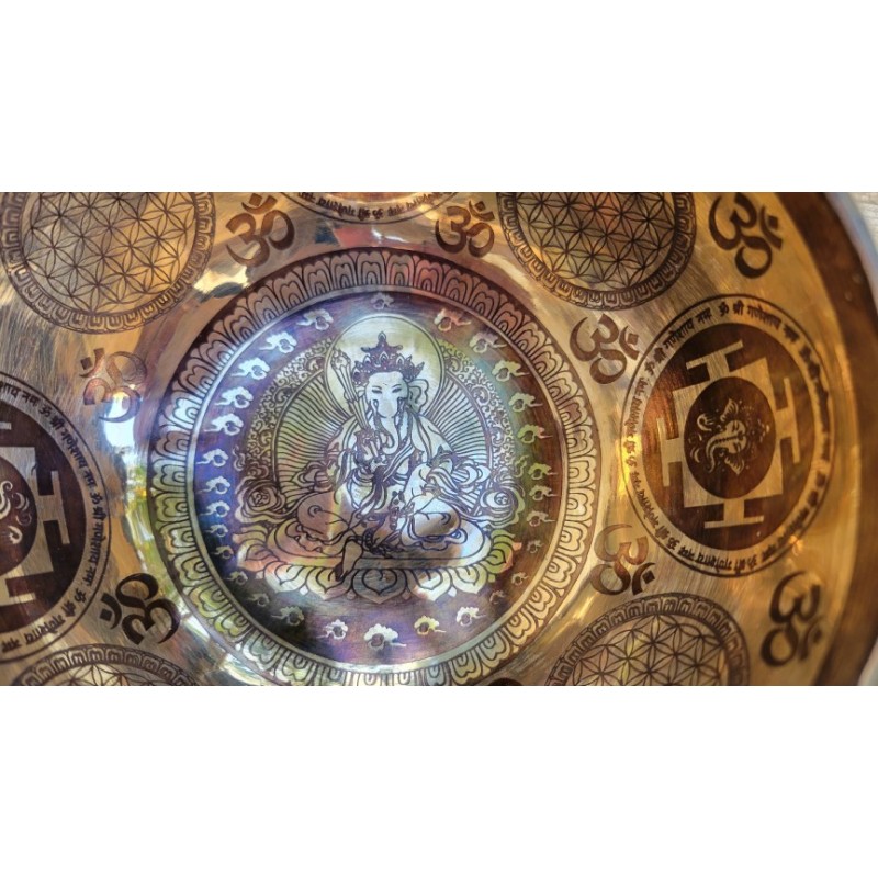 Bol Tibétain 7 métaux gravé 464grs Ganesh