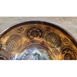 Bol Tibétain 7 métaux gravé 464grs Ganesh