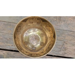 Bol Tibétain 7 métaux gravé 955grs Métatron