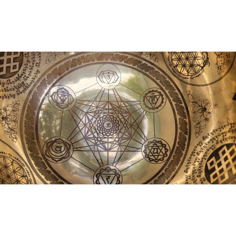 Bol Tibétain 7 métaux gravé 955grs Métatron