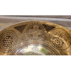Bol Tibétain 7 métaux gravé 955grs Métatron