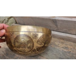 Bol Tibétain 7 métaux gravé 955grs Métatron