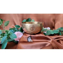 Pack Bol Tibétain 7 métaux 670grs Full Moon Rose + pierre chamane