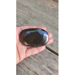 Galet plat d'Obsidienne dorée 100grs 74mm