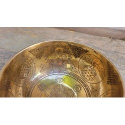 Bol Tibétain 7 métaux gravé 686grs Métatron