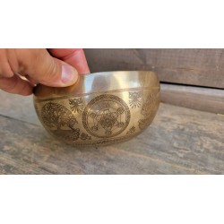 Bol Tibétain 7 métaux gravé 686grs Métatron
