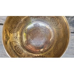 Bol Tibétain 7 métaux gravé 751grs Métatron