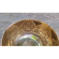 Bol Tibétain 7 métaux gravé 751grs Métatron