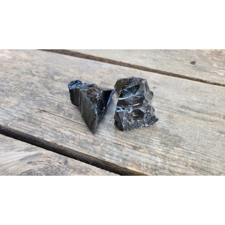 2 pierre brute d'obsidienne noire