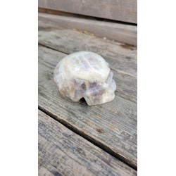 Crâne en Pierre de Lune crème 545grs 9cm