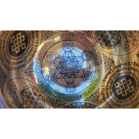 Bol tibétain gravé Métatron 627grs Bol tibétain gravé Métatron 627grs