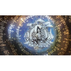 Bol chantant Tibétain 7 métaux 820grs gravé Tara verte