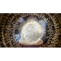 Bol chantant Tibétain 7 métaux 535grs gravé Bouddha Médecine