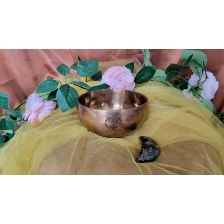 Bol Tibétain chantant 7 métaux 465grs Full Moon + Pierre chamane Bol Tibétain chantant 7 métaux 465grs Full Moon + Pierre chamane