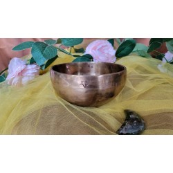 Bol Tibétain chantant 7 métaux 465grs Full Moon + Pierre chamane