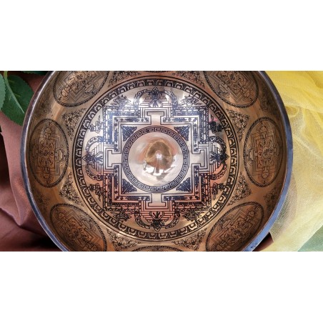 Bol Tibétain 7 métaux 1287grs Lingam gravé