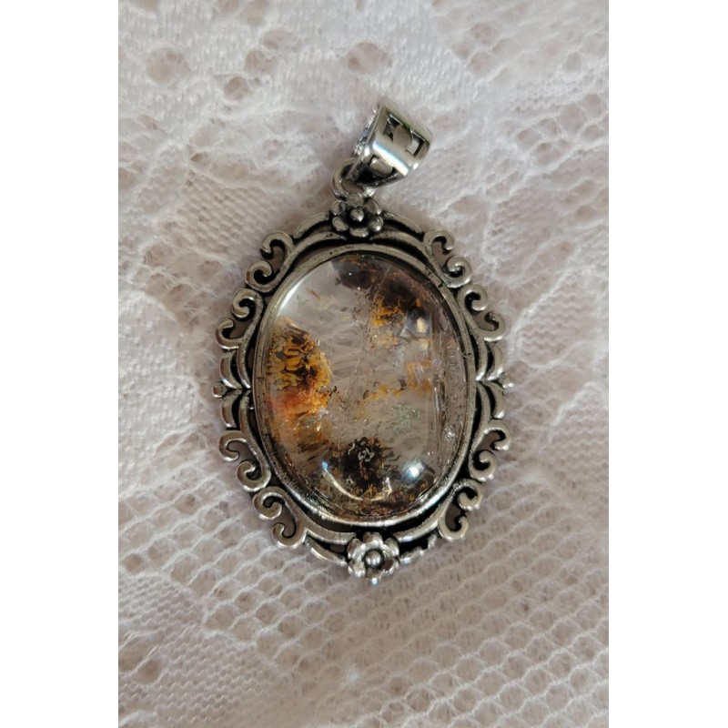Pendentif vintage en Lodolite ou Quartz Chamane