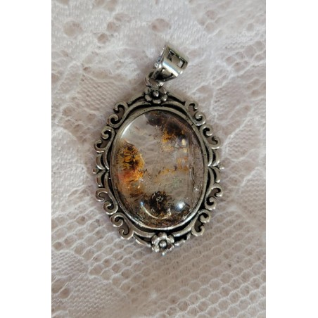 Pendentif vintage en Lodolite ou Quartz Chamane