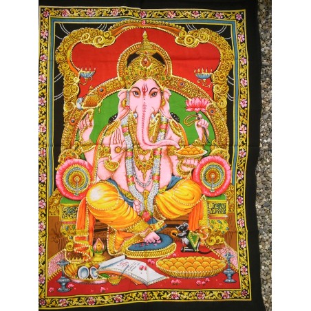 Batik sequins Ganesh assis 105x75cm