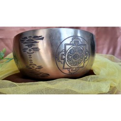 Bol Tibétain 7 métaux Lingam gravé 1052grs